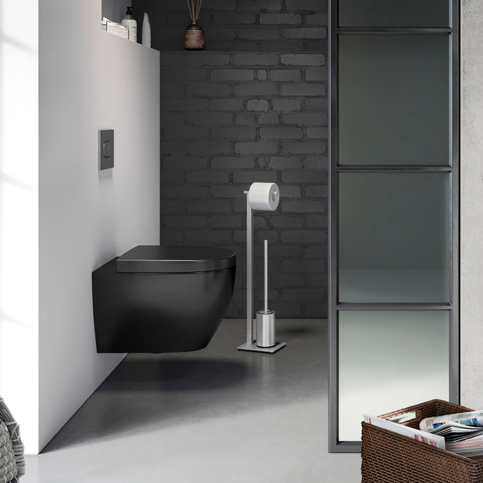 Zack Portarrollos Escobilla Carvo Acabado Mate Matt Brush Polish L.15 cm; prof.18 cm; h.71,8 cm Zack Portarrollos Escobilla Carvo Acabado Mate Matt Brush Polish L.15 cm; prof.18 cm; h.71,8 cm